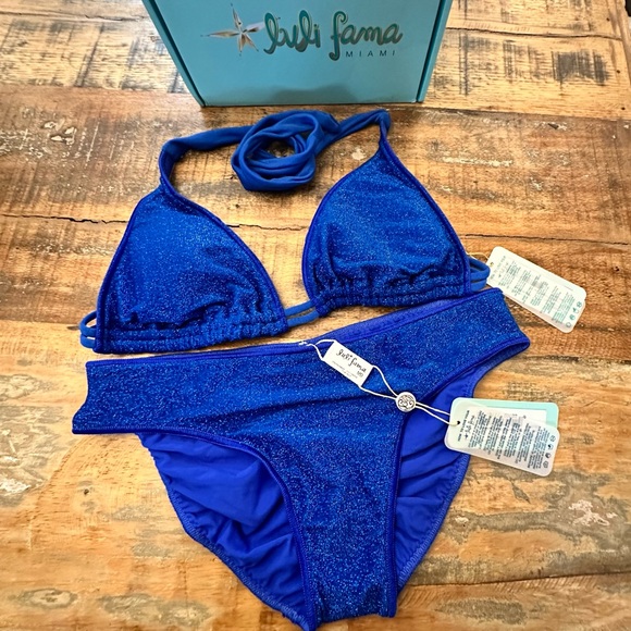 Luli Fama Stardust Royal Blue Bikini NWT - Picture 3 of 9